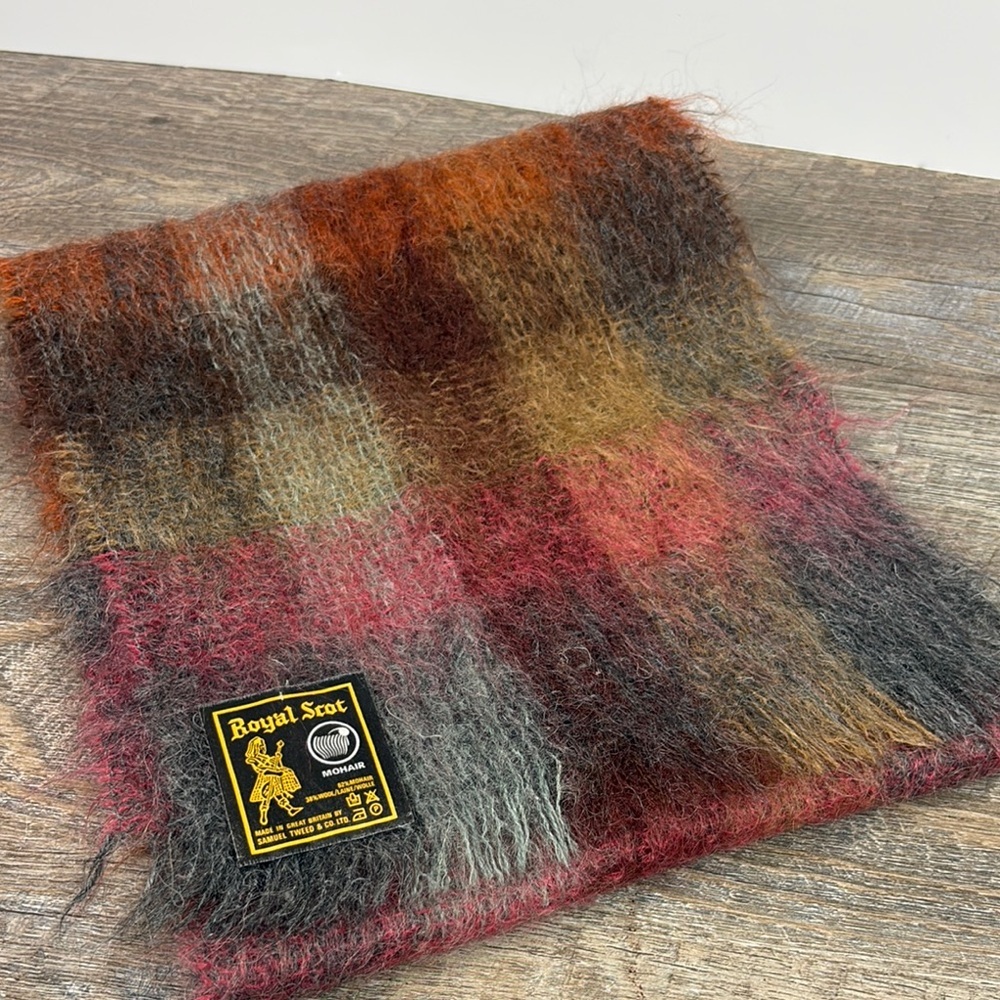 Vintage Royal Scot Multicolor Mohair | Wool Scarf 9.5” X 44”